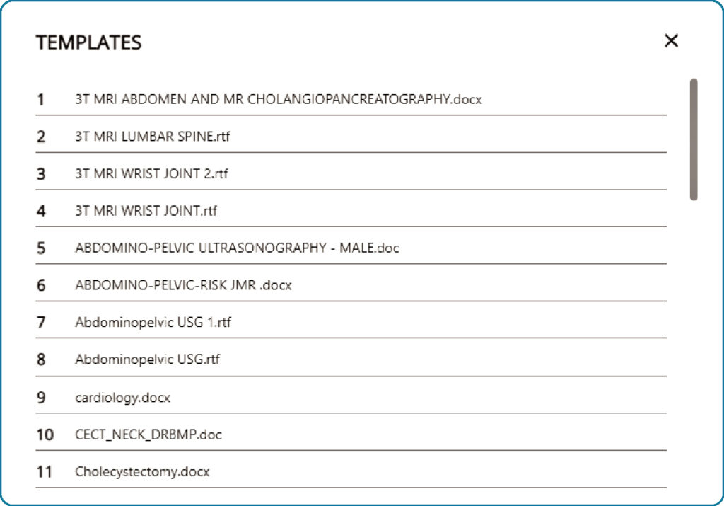 Templates List