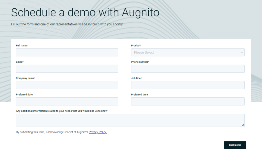 Schedule a Demo Augnito 1